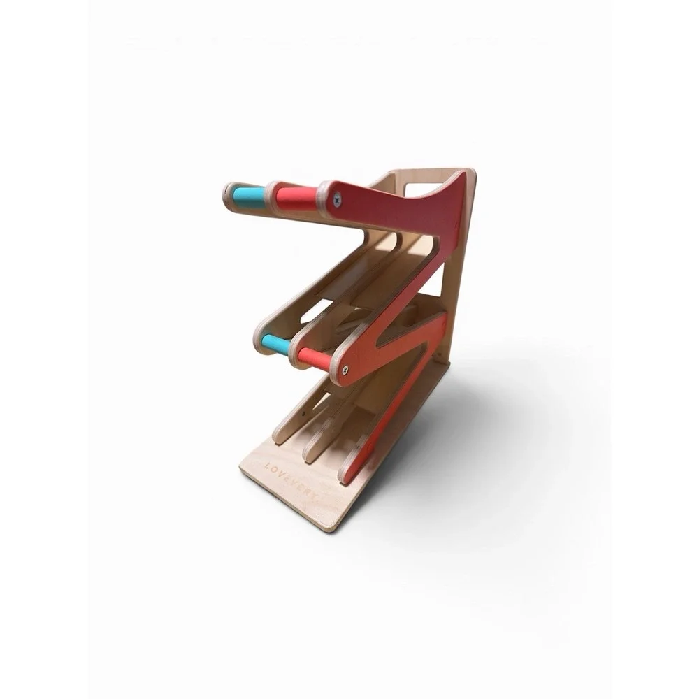 Lovevery Montessori Wooden‎ Race and Chase Toy Ramp Teal Coral Toddler Toy